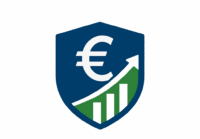 Logo von geldfinanzen24.de mit Euro-Symbol und Schild in Blau-Grün.