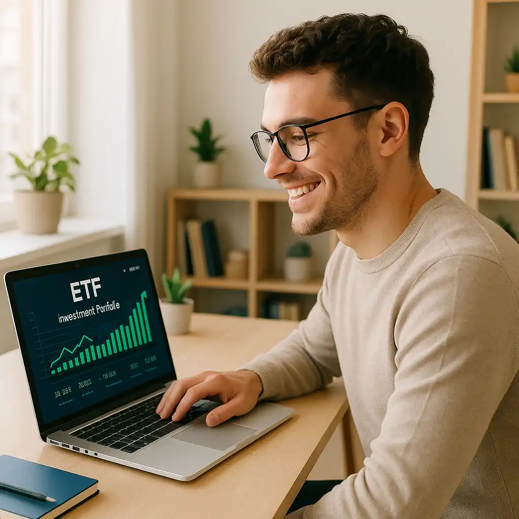 ETFs für Einsteiger prüft Investment am Laptop