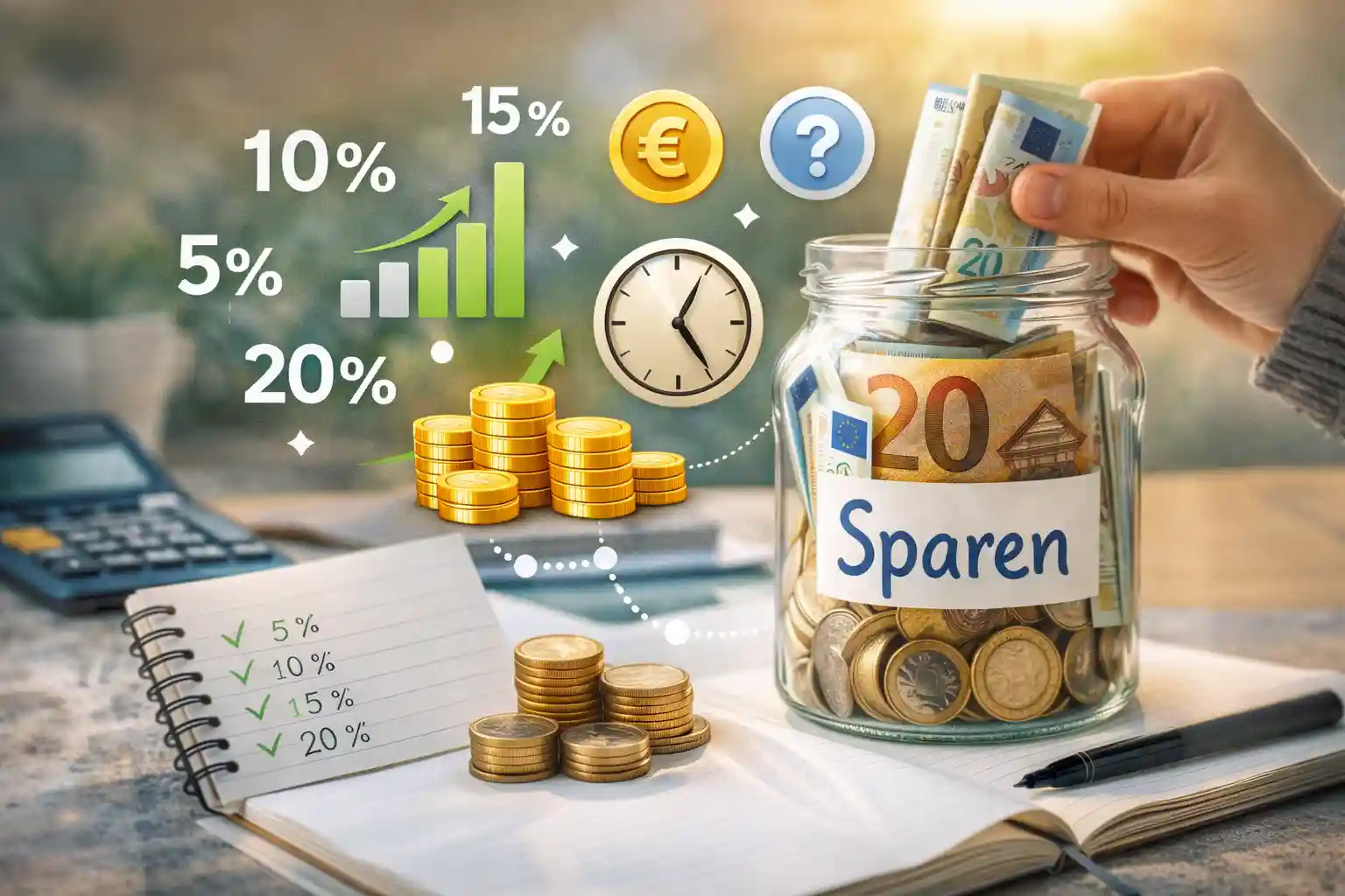 Wie viel Geld sollte man sparen Sparquote Geld zurücklegen